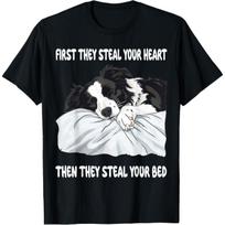 Border Collie Sleeping Pajamas Nightgown T-Shirt S juoda