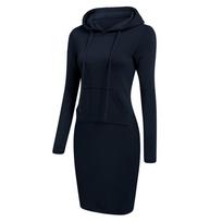 MAITA Moteriška suknelė su gobtuvu ilgomis rankovėmis Sexy Slim Fit megztinė Tunika suknelė XXL pilka