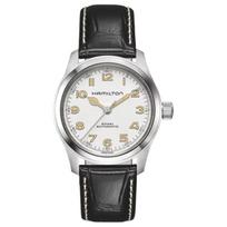 Hamilton Khaki Field Series Automatic Mechanical Movement 100m Water Resistant Watch 38mm White Dial Stainless Steel Case Leather Strap H70405710 White Dial gray