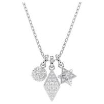 Swarovski Dextera Geometric Pattern Crystal Pendant Necklace Women necklace Silver 5700288 Box (Random Color) white