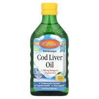 Carlson Labs Norwegian Wild Cod Liver Oil, Lemon Flavor, 1000mg, 250ml (8.4 fl oz) 250ml - 1 ea
