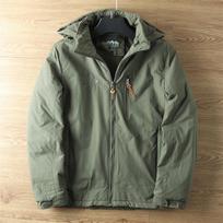 Autumn and Winter Fleece Lined Warm Hooded Jacket Men's Coat Waterproof Jacket Outdoor Hiking Hooded Windbreaker M žalia