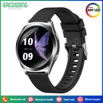 SACOSDING Fashion Smart Watch Ladies Bluetooth Call Heart Rate Blood Oxygen Women's Health Monitor Waterproof Music Sports Smartwatch For Android black