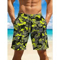 Men's Quick-Dry Swim Shorts in Vibrant Red and Black Geometric 3D Print - Relaxed regular fit, perfect for the beach, pool, gym and outdoor activities S