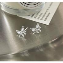 Beixi 925 Sterling Silver Textured Lava Butterfly Stud Earrings for Women - Unique Design 925 Sterling Silver gray