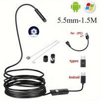 Mini HD Endoscope Camera - Waterproof IP67 Industrial Inspection Camera for Android Phone Pipe Auto Use black
