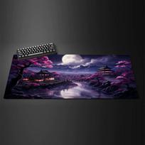 Japanese Cherry blossom scenery large Mouse Pad Gaming mats NonSlip Desk Mat mouse carpet Stitched Edge HD printing Office mat 300x800x2mm gray