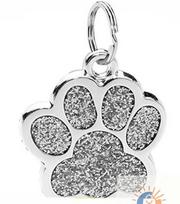 Pet Dog Paw Print Pendant Tag Stainless Steel Durable Engraving Surface Suitable for Collar Decoration and Identification Use One Size sidabras