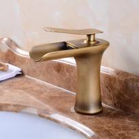 White Gold Bathroom Basin Faucet Waterfall Sink Faucet hot and cold Crane Brass Sink Waterfall mixer White Chrome Tap beige