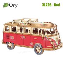 Ury 3D Wooden Puzzle Retro Camping Car Bus Classic Nostalgic Movie Vehicle Assembly Model DIY Decoration Gift Toys for Adult beige