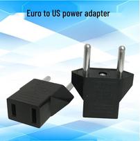 International Plug Adapter: UK, EU, US, AU, German Standard Converter US to Euro (Rounded Flat) blue