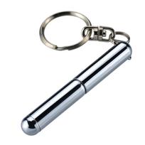 Stainless Retractable Pen with Keychain - 1ml Ink Refill Key Pen for One Size sidabras