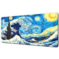 Great Wave Black Desk Mat Mousepad Japanese Art Mouse Pad Rubber Mat Mouse Carpet Table Pads Pc Mats 900x400 Office Accessories 30cmx60cm(11.8x23.6inch)