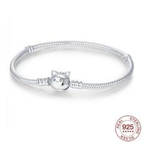 925 Sidabro Apyrankė Katės Galvos Apyrankė Moterims Pakabukams Papuošalams Meilės Dovanos 16cm white