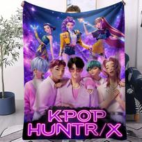 K-pop Flannel Blanket Demon Hunters Soft Warm Throw Pastel Blanket for Kids Couch Bed Cover Fluffy Bedspread Camping Home Decor 70x100cm(28x40inch)