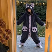 Helovyno kostiumas () Šiltas ir minkštas vientisas pižamos kostiumas suaugusiems Jumpsuit L violetinė