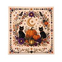Halloween Cross Kit for Adults - DIY Embroidery Set with Fabric, Floss, Hoop and Needle for Holiday Projects One Size