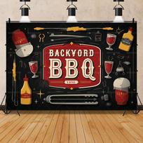 Spring and summer friends and family gathering outdoor camping beer barbecue party birthday partycourtyard decoration background 47.2x31.5inch/120*80cm brown