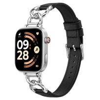 Metal‑Chain PU‑Leather Watch Band For Xiaomi Band10 Pro / Redmi Watch6 /5 For Xiaomi Band 10 Pro / Redmi Watch 6 / 5 balta