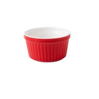 4Pcs Ceramic Ramekins for Baking Oven Safe Fluted Porcelain Bowls Souffle Cups  Souffle M raudona