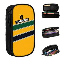 Ayrton Senna Racing Car Pencil Cases Cute Pen Box Bag for Student Large Storage Students School Zipper Pencilcases 21x10.5x5cm yellow
