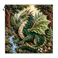Unique Creative Gifts for Artists Dragon Fabric Poke Art Kit, Mythic DIY 3D Craft Decorative Bedrooms Project, No-Sew Crafting Kit Adults,
