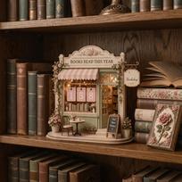 Book Calendar Wooden Reading Tracker Vintage Reading Challenge Tracker  Bookshelf Decoration Style A beige