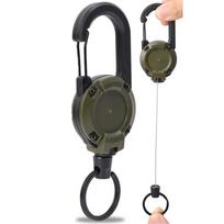 Heavy Duty Retractable Keychain Badge Reel Clips With Steel Wire AntiTheft Easy-To-Pull Buckle Rope Elastic Keychain For Camping armijos žalia spalva