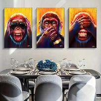 3pcs Three Funny Animal Monkey Posters and Prints Animal Earphone Canvas Paintings For Kids Living Room Wall Art Decor Posters 21X30CMNo Framed white