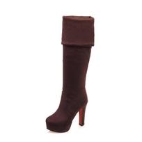Didelis dydis, 34–43 žieminiai batai per kelius, moteriški aukšti šlaunys Seksualūs moteriški batai Ilgi Bota Feminina Zapatos De Mujer 36 ruda