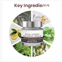 Dual-Action Renewal Cream with Black Rice | Skin Texture Renewal & Moisture Support | Lightweight Daily Face Cream | Suitable for All Skin (2, 50 gray