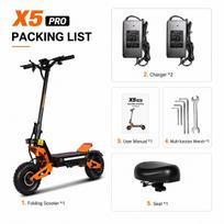 X5 Pro 6000W Dual Motor Electric Scooter Available in China Stock 60V 40Ah Large Battery Scooter with Seat 11 Inch Tires X5 PRO- 60V 40Ah-1-TT