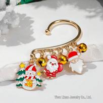 Santa Claus & Snowman Ear Cuff: No-Piercing Christmas Earrings white