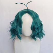 Viduje Envy perukas ciano spalvos trumpas banguotas garbanotas perukas Helovino Cosplay vakarėlio filmo Envy kostiumo perukai black
