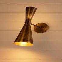 Mid-Century Modern Pure Brass Wall Sconce: Double Cone Hourglass Light  Heavy Grade beige