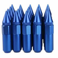 Aliumininės tvirtinamos M12X1.5 smaigytos ratų veržlės, prailgintos, tiuningo, 60 mm, ratams / ratlankiams, aliumininės, 20 vnt., mėlynos blue
