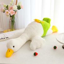 Big white goose throw pillow doll plush toy sleeping pillow rag doll home decoration 75Cm [0.48kg] beige