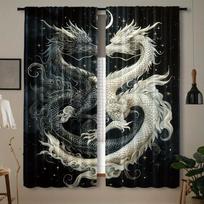 2pcs   Tai Chi Dragon Print Curtain for Home Decor   Rod Pocket Window   for Bedroom   Office   Kitchen   Living Room   And Study 100*130 Grommet Top 1pcs gray