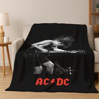 3D ACDC Rock Band Catoon Flannel Blanket Soft Warm Blanket Throw Blanket for Bedroom Living Room Bed Travel Camping Picnic Gift 75x90cm gray