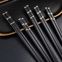 5 Pair Chopsticks Alloy Non-Slip Sushi Chop Sticks Set Japanese Chinese Gift Reusable Black Chopsticks Tableware Gift Kitchen black