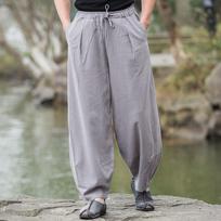 Baggy Pants Men Casual Wide Leg Oversize Jogger Trousers Chinese Drawstring Sweatpants M pilka