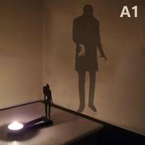 Nosferatu žvakidė Nosferatu žvakės šešėlis Arbatos žvakės šešėlio metiklis Helovino siaubo žvakidės dekoras Šventės siaubo dekoras black