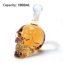 1000 ml Kaukolės Formos Vaisių Sulčių Indas Vyno Butelis Borosilikatinio Stiklo Dekanteris Viskiui Siaubo Baras Originalumas Dovana Dekoracija 1.0L orange