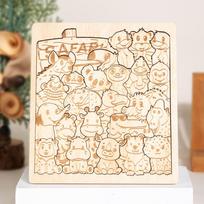 Irregularly Animal Shape Puzzles Wooden Toy Dinosaur Ocean Stacked Jigsaw Intelligence Game Logical Thinking Education Toy Kids