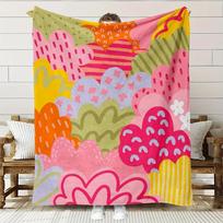 Scandinavian Style Pastel Floral Print Fleece Blanket - Soft Breathable  Polyester All-Season Cozy Throw, Vibrant Pink Green 130x150cm51x59in
