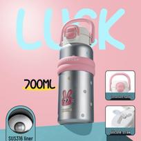 Capybara 316 Stainless Steel Insulated Kids Water Bottle with Straw, Large Capacity for School 600 ml pink