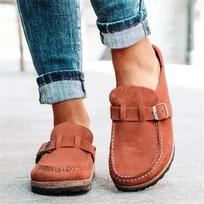 Women's Fashion Clogs with Adjustable Buckle Summer Sandal New Soft Bottom Outdoor Slippers Retro Suede Lady Beach Shoes 35 oranžinė