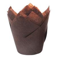 50Pcs Elegant Tulips Muffin Liners for Baking Practical Cupcake Cases Oven Safe Muffin Cups for Parties and Event black
