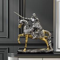 Knight Horse Statue Retro Art Piece Resin Decorative Figurine Tabletop Ornament for Shelf Entryway Bedroom Entrance Living Room 1 black