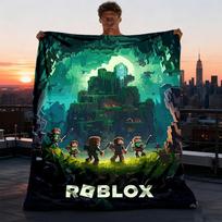 1 vnt. Roblox nuotykių lauko flanelinis pledas mergaitėms, minkštas, lengvas, puikiai tinka stovyklavimui ir dovanai, skaitmeninis 75X95CM blue
